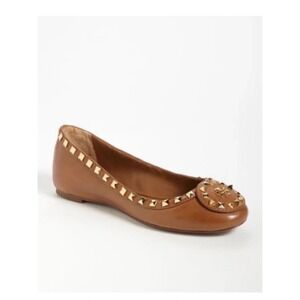 Tory Burch Dale‎ Ballet Flats Womens 8 Tan Leather Studded Logo shoes